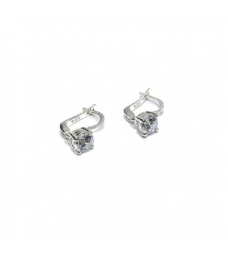 E000901 Sterling Silver Earrings With 5.5mm Cubic Zirconia Solid Hallmarked 925 Handmade